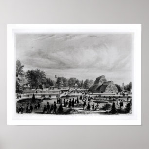 Besucher mit Blick auf das Palmenhaus im Kew Palac Poster