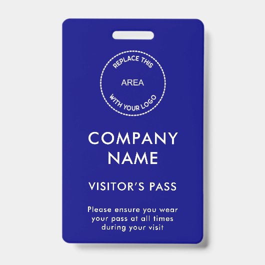 Besucher Pass Firmenname Logo Blau Ausweis (Vorderseite)