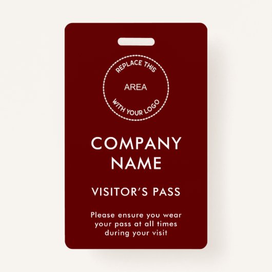 Besucher Pass Firmenname Logo Burgundy White Ausweis (Vorderseite)