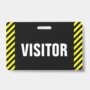 "BESUCHER" + Schwarz & Gelb Gestreift Abzeichen Ausweis