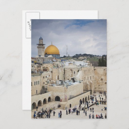 Besucher, Western Wall Plaza & Dome of the Rock Postkarte (Vorne/Hinten)
