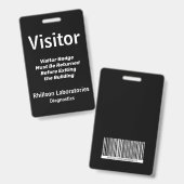 Besucherpass Abzeichen Schwarz-Weiß Ausweis (Vorder- & Rückseite)