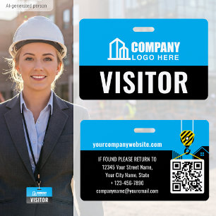Besucherpass-ID-Logo-Baustelle Blau Benutzerdefini Ausweis