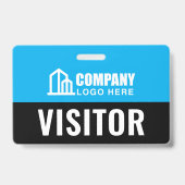 Besucherpass-ID-Logo-Baustellen-QR-Code Blau Ausweis (Vorderseite)