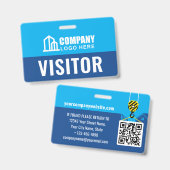 Besucherpass-ID-Logo-Baustellen-QR-Code Navy Ausweis (Vorder- & Rückseite)