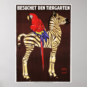 Besuchet Den Tiergarten Deutschland ZOO 1912 Werbe Poster