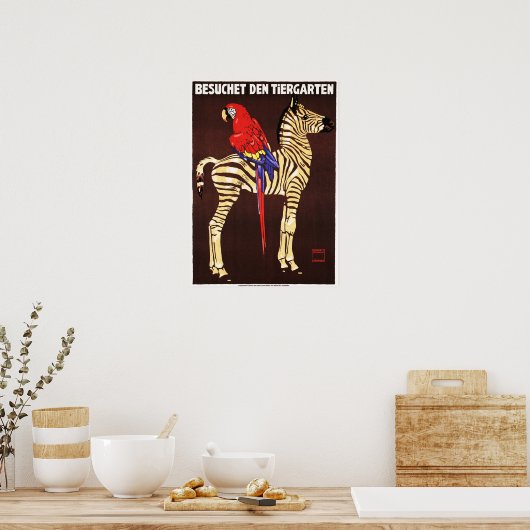 Besuchet Den Tiergarten Deutschland ZOO 1912 Werbe Poster (Küche)