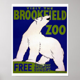 Besucht den Brookfield Zoo Vintage WPA Poster