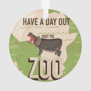 Besucht den Zoo Vintage-Reiseposter. Ornament