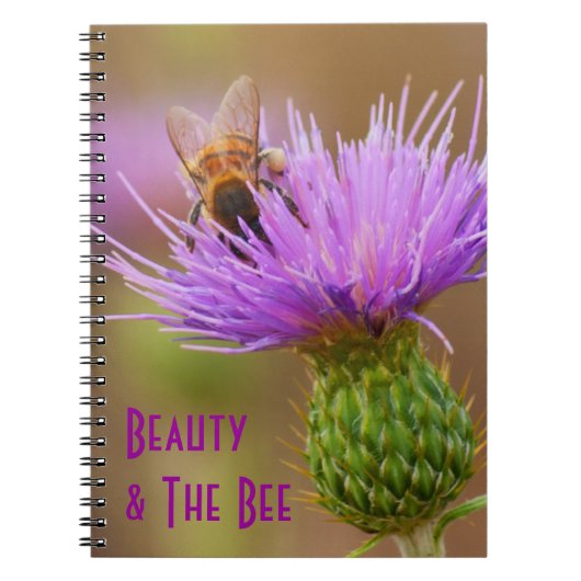 Besy Bee Lila Thistle Blume Fotovorlage Notizblock (Vorderseite)