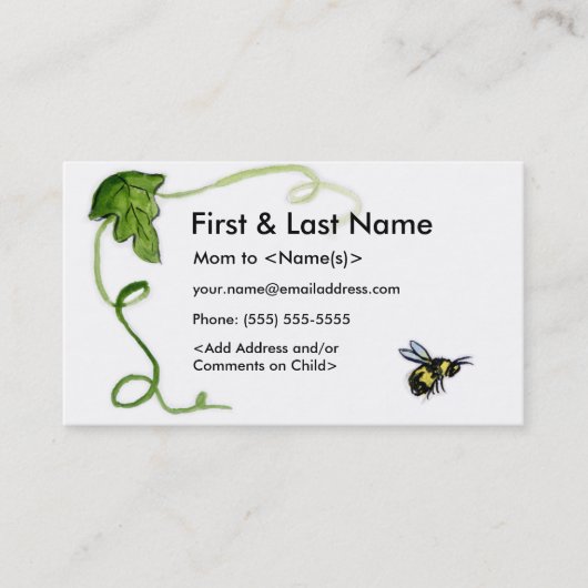 Besy Bee Mommy Custom Foto, das Playdate Cards anr Telefonnummerkarte (Vorderseite)