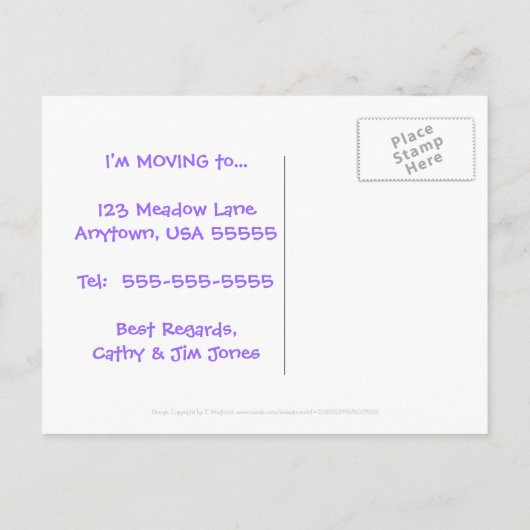 Besy Bee Single Woman's Change of Address Postcard Ankündigungspostkarte (Rückseite)