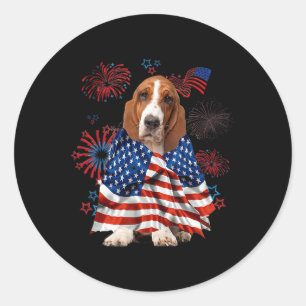 Bet Hound Dog Amerikanische Usa-Flagge 4. Juli Hun Runder Aufkleber