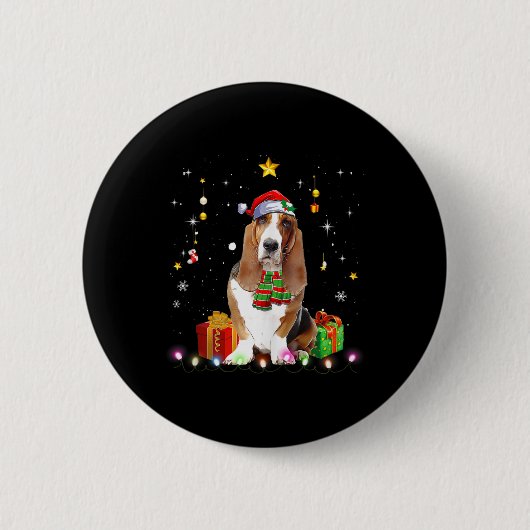 Bet Hound Dog Tree Weihnachten Weihnachten Weihnac Button (Vorderseite)