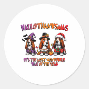 Bet Hound Halloween Erntedankfest Weihnachten Männ Runder Aufkleber
