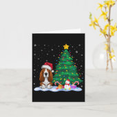 Bet Hound Hund Xmas Tree Lights Reindeer Hat Chris Karte (Gelbe Blume)
