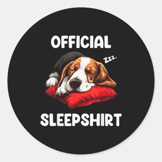 Bet Hound Sleepshirt Dog Lover Pajama Sleepwear Fo Runder Aufkleber (Vorderseite)