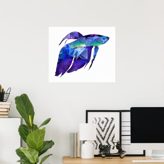 Beta Fish for Polygon Mosaic Blue Poster (Heimbüro)