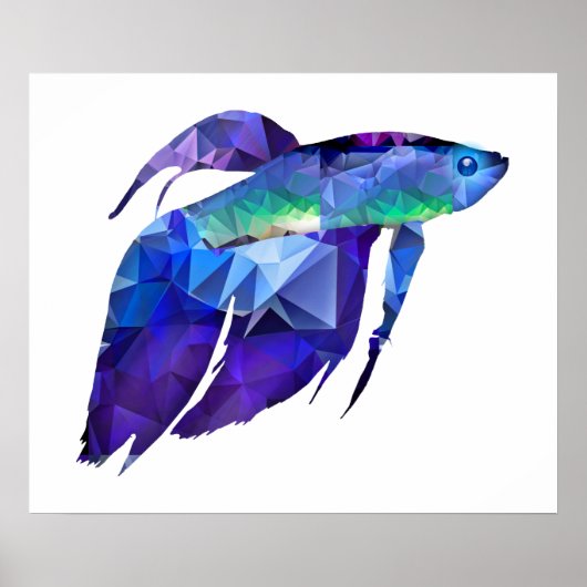 Beta Fish for Polygon Mosaic Blue Poster (Vorne)