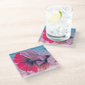 Beta Fish Glasuntersetzer (Schrägansicht)