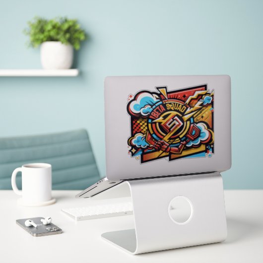 Beta-Quadrat Aufkleber (Laptop auf Schreibtisch)