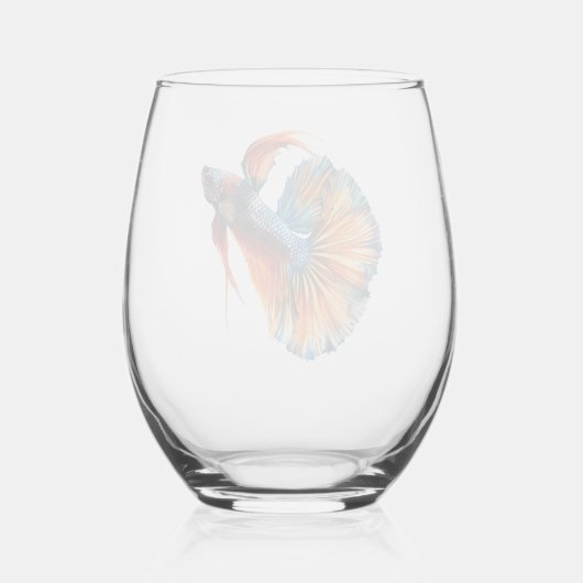 Beta Siamese kämpft lustig Weinglas Ohne Stiel (Rückseite)