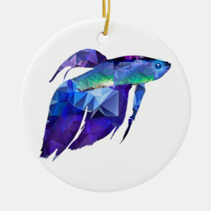Betafische für Polygon-Mosaik-Blau Keramik Ornament