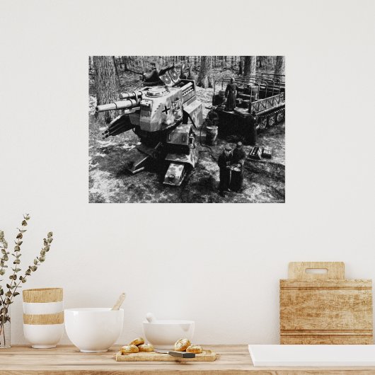 Betankung Bipedalpanzer B/W Poster (Küche)