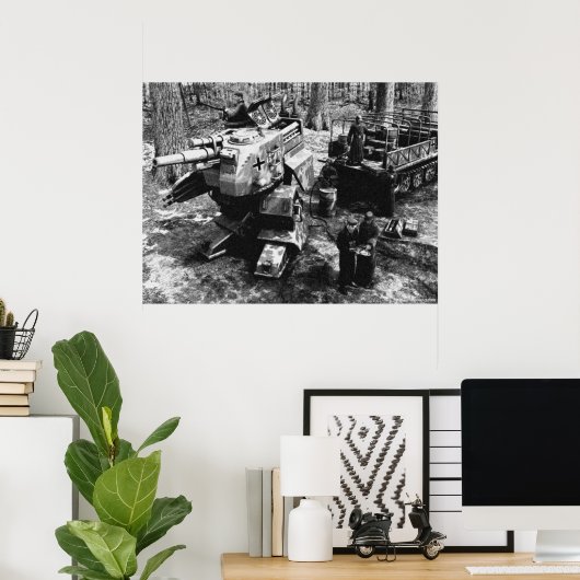 Betankung Bipedalpanzer B/W Poster (Heimbüro)