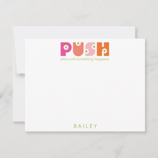 Bete, bis etwas passiert Pink Orange Mitteilungskarte (Vorderseite)