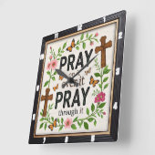 Bete Christliche Schmetterlinge Quadratische Wanduhr (Winkel)