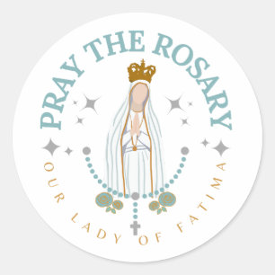 Bete die Rosary Fatima Runder Aufkleber