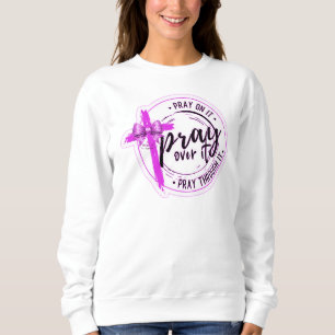 Bete durch das weiche weiße Sweatshirt, Kreuz Sweatshirt