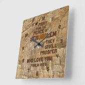 Bete für den Frieden von Jerusalem, Psalm 122:6 Quadratische Wanduhr (Winkel)