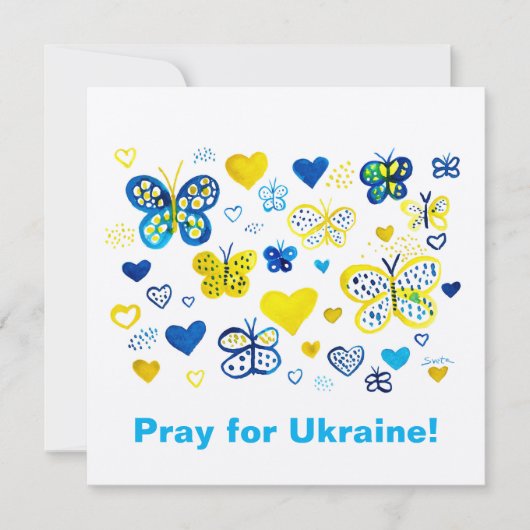 Bete für die Ukraine! Aquarellbutterfische und Her (Vorderseite)