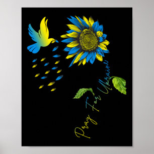 Bete für die Ukraine Sonnenblume Ukrainische Flagg Poster
