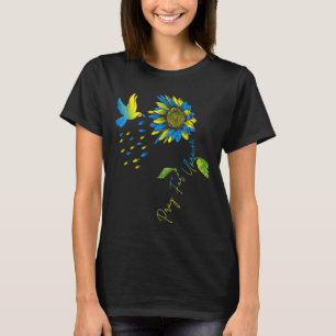 Bete für die Ukraine Sonnenblume Ukrainische Flagg T-Shirt