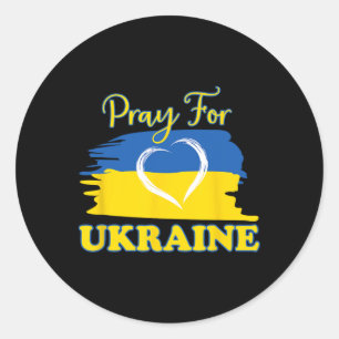 Bete für die Ukraine Ukrainische Flagge Herz Runder Aufkleber