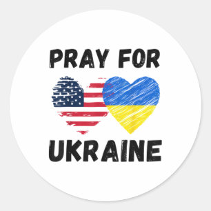 Bete Für Die Ukraine Unterstütze Ukrainischer Amer Runder Aufkleber