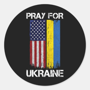 Bete Für Die Ukraine Us Ukraine-Flagge Vintage Unt Runder Aufkleber