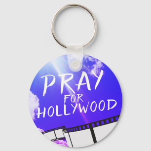 Bete für Hollywood in Sky Purple Schlüsselanhänger