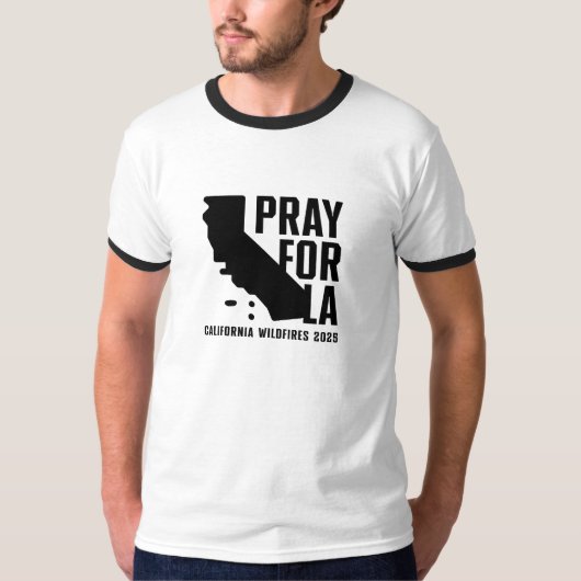 Bete für LA California 2025 Wildfire Basic Ringer T-Shirt (Vorderseite)