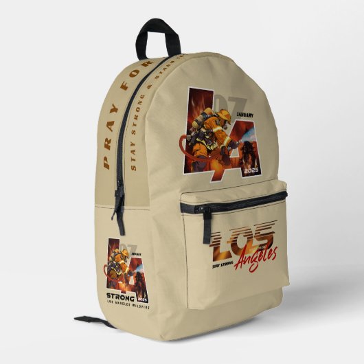 Bete für Los Angeles ( 1 ) | Bedruckter Rucksack (Rückseitige Ecke links)