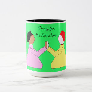 Bete für Obdachlose: Grün Zweifarbige Tasse