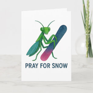 Bete für Schnee Snowboard Gottesanbeterin Winter  Karte