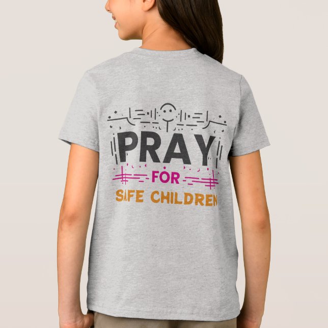 Bete für sichere Kinder Tri-Blend Shirt (Rückseite)