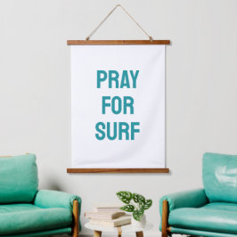 Bete für Surf Türkis Ozean Strand Küsten Thema Wandteppich Mit Holzrahmen