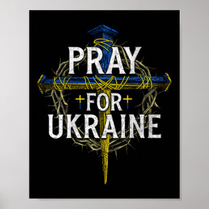 Bete Für Ukraine Kreuz Christliche Unterstützung U Poster