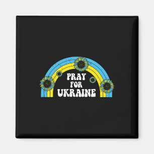 Bete Für Ukraine Sonnenblume Blau Gelb Regenbogen Magnet