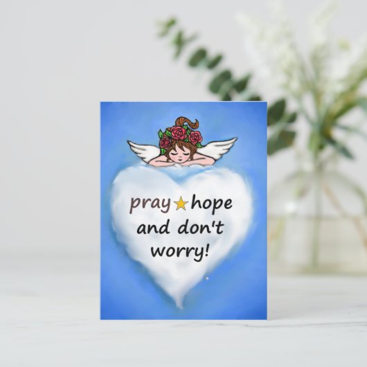 Bete, hoffe und mach dir keine Sorgen! Postkarte (Stehend Vorderseite)